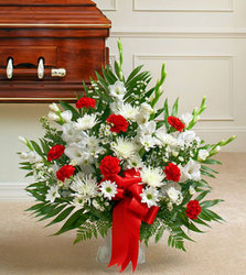 White and Red Sympathy Basket from Brennan's Florist and Fine Gifts in Jersey City