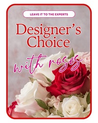 Designer's Choice with Roses in Glass Vase  from Brennan's Florist and Fine Gifts in Jersey City
