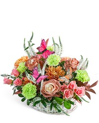 Mocha Morning Basket with Butterflies