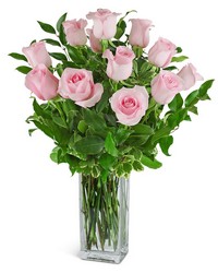 One Dozen Light Pink Roses from Brennan's Florist and Fine Gifts in Jersey City